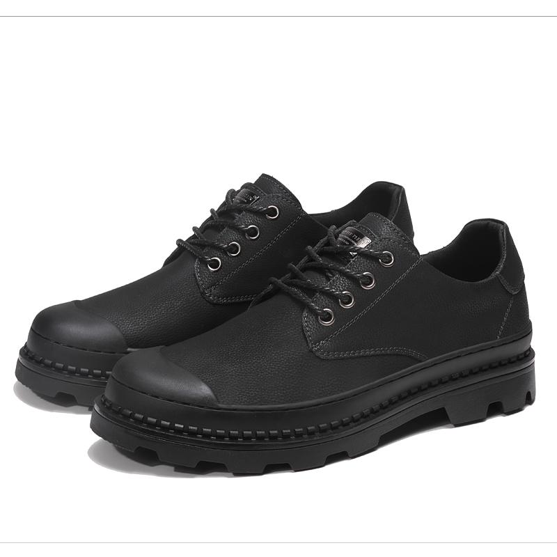 Fashion Shoes Men lace up oxfords Genuine Leather Casual Outdoor Wear-Resistant Fashion Comfortable Round Toe Walking Elegant Shoes
