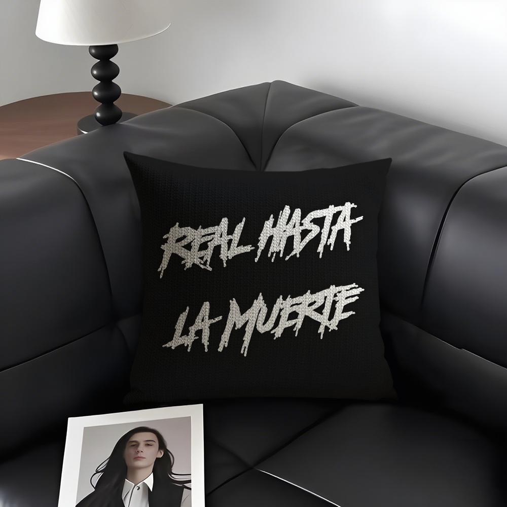 H-Hasta La M-Muerte Hot Cushion Cover Natural Linen Organic Fabric Double-Sided Printing Sofa Home Decor Gift Pillow Case