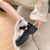 Plattform Japansk Stil Lolita Gotiska Skor för Kvinnor Pärla Kawaii med Mellanhöga Klackar Loafers Rund Tå Mary Jane Dam Pumps 39