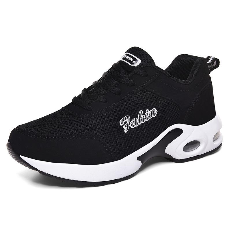 Fashion Women Sports Shoes Black Breathable Sneakers Thick Sole Tennis Shoes Air Cushion Running Shoes Women Spring Sneakers Anti-slip