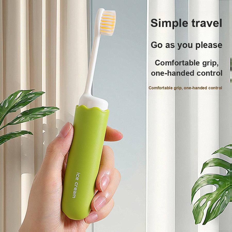 Original Travel Folding Toothbrush Soft Bristle Head Comfortable Compact Mini Simple Small Ice Cream Folding Toothbrush
