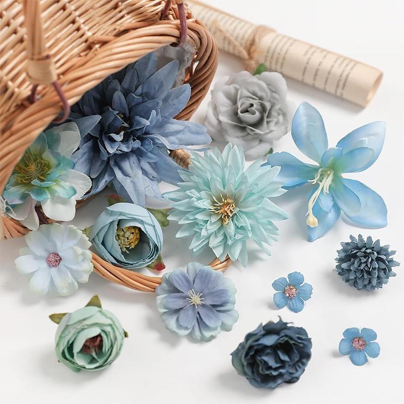 Gemischte künstliche Blütenköpfe, Seidenrosen, Kunstblumen für Heimdekoration, Hochzeitsdekoration, DIY-Bastelgirlanden-Zubehör