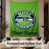 Custom Text Tapestry Seattle Seahawks Print Wall Tapestry Indoor Living Room Wall Decor