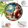 Panneau de Noël en Aluminium Coloré Plat 2D - Ornements Figurine Navidad avec Motif Père Noël & Couronne - Idéal pour Porte d'Entrée, Mur, Porche, Clôture