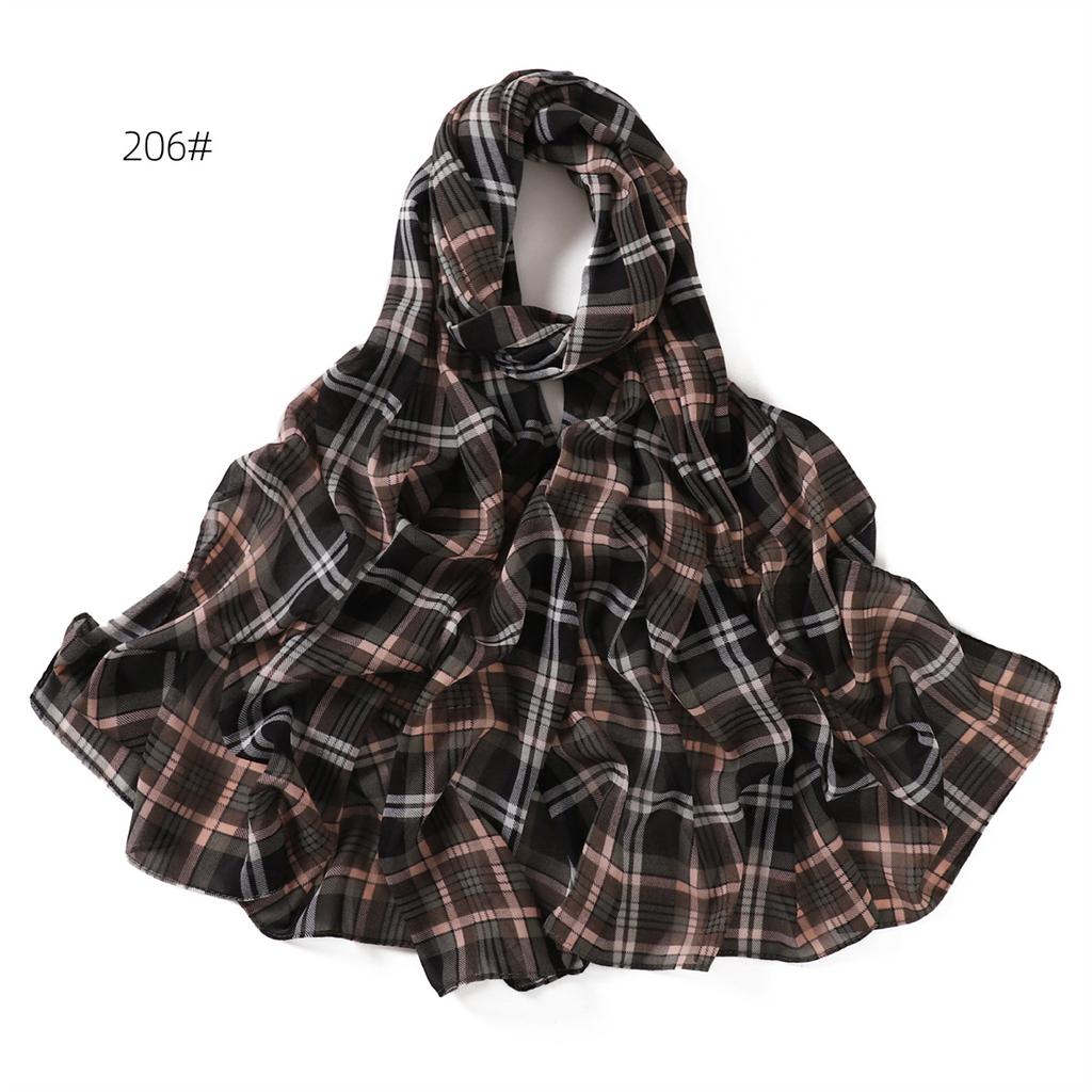 Fashion Plaid Printed Chiffon Scarf Muslim Femmel Chiffon Hijabs Islam Accessories Turkish Bandana Yiwu Beautiful Scarf Shawls