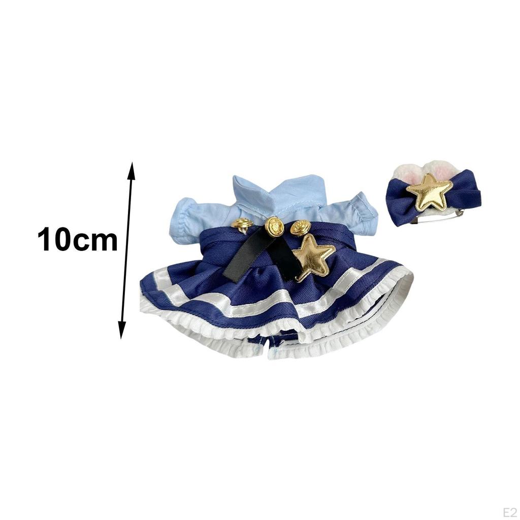 2 Pieces Dolls Dress and Ears Hairpin, Mininature Clothing Accessory for 17cm Dolls, Girls