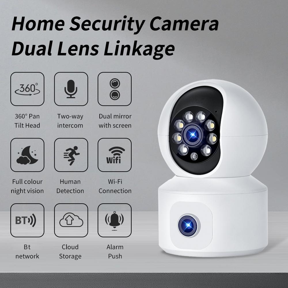 K22 Dual Lens 1080P HD Human Detection Camera Two Way Audio Home Security Night Vision WiFi Webcam
