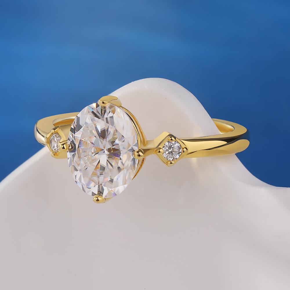 2CT Oval Cut Full Moissanite Engagement Ring 100%   CopperWedding Promise Bands for Women Jewelry Anniversary Gift