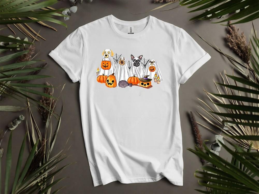 Dog Ghost Lover Pumpkin Funny Spooky Hoodie Tshirt Men Women Unisex AD955