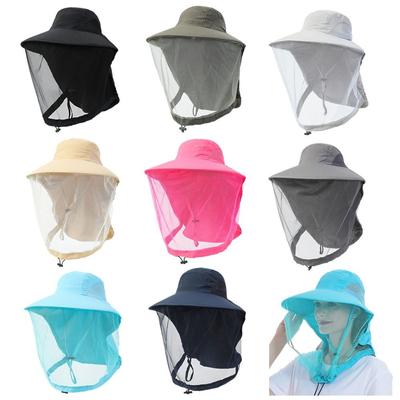 Face Neck Protection Summer Mosquito Hat Foldable Portable Fishing Sun Cap Casual Hidden Net Mesh Insect Proof Cap Jungle Farm