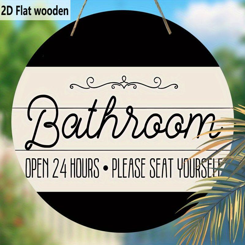 Wooden Hanging Decorative Signs, Toilet Decorations, 2D Flat Pendants, the Pattern Is the "Bathroom" Logo, a Housewarming Gift for Friends