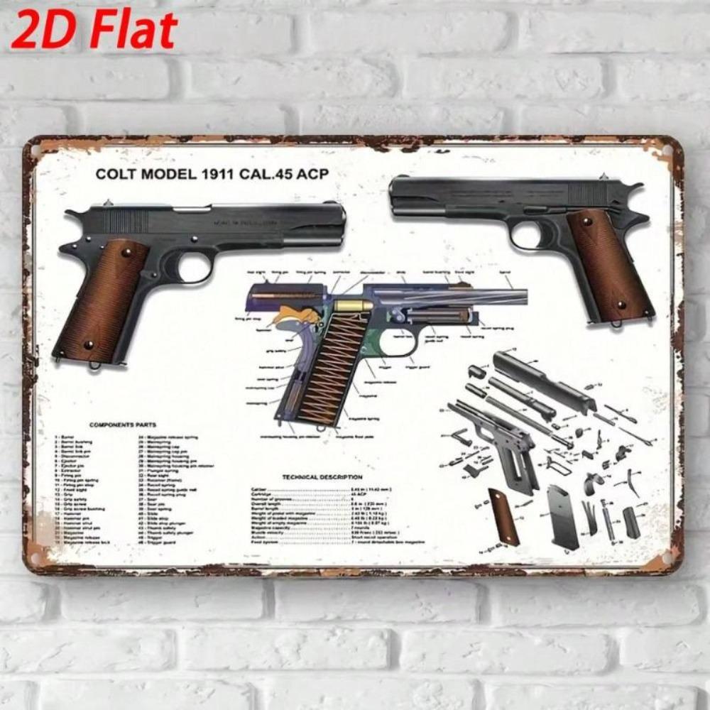 Retro Colt Gun Metal Wall Poster Vintage Home Decor Tin Sign Vintage Art