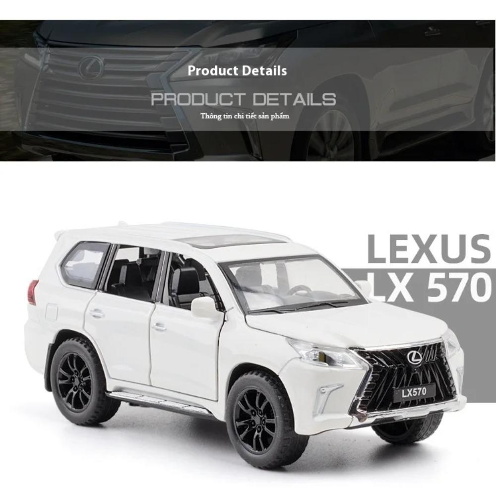 1/32 LEXUS LX570 SUV Alloy Off Road Diecast Metal Model Sound & Light Pull Back Toy Trendy Display Ornament Gift for Boy Collect