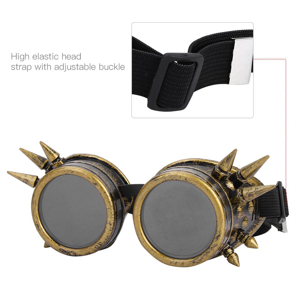 Vintage Spiked Steampunk Goggles Cosplay Glasses Double Layer Windproof (bronze)