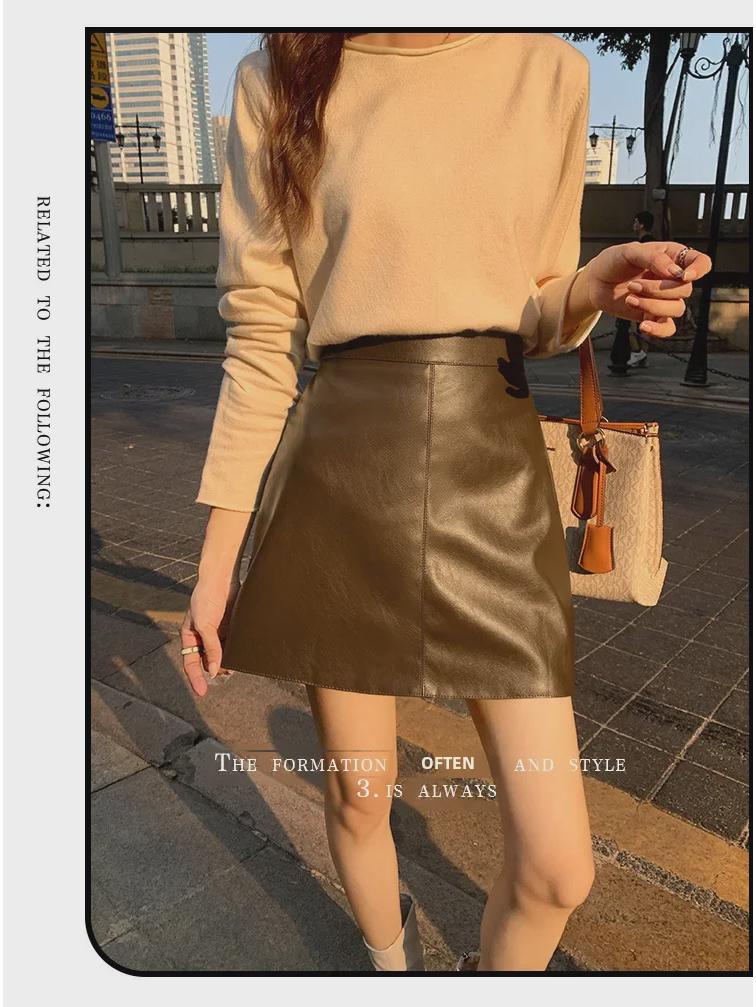 2023 Women's Trendy PU Leather Mini Skirt - Autumn/Winter Hot Girl Style