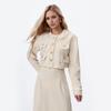 Spliced Round Neck Top Solid Color A-line Skirt Set Two-piece