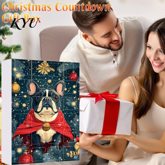 Collectible Dog Ornaments Bulldog Advent Calendar 2026, 24 Days Acrylic Puppy Christmas Countdown Calendar, Lover Gifts 2D Flat Xmas Tree Pendant for