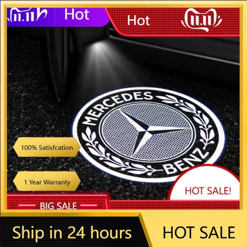 C200 E200 New 2025 For Mercedes Benz 2PCS/Set Car Door Light Laser Logo Decor Project Ghost Lamp Mercedes Benz A B C M ML GLA GL