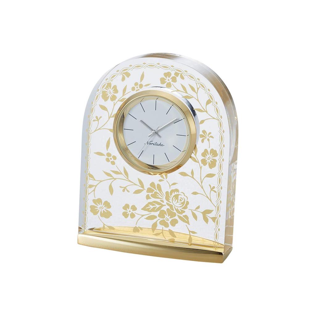 Noritake Table approximately and Rose 1 Gold Clock, 8.5cm high, 6.5cm wide, 2.5cm deep, Gold, piece, Acrylic, MC10/AC-CL