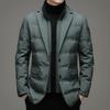 Chaqueta cálida de dos piezas falsa de invierno para hombre, chaqueta cálida de ocio para negocios, chaqueta de plumón con cuello alto