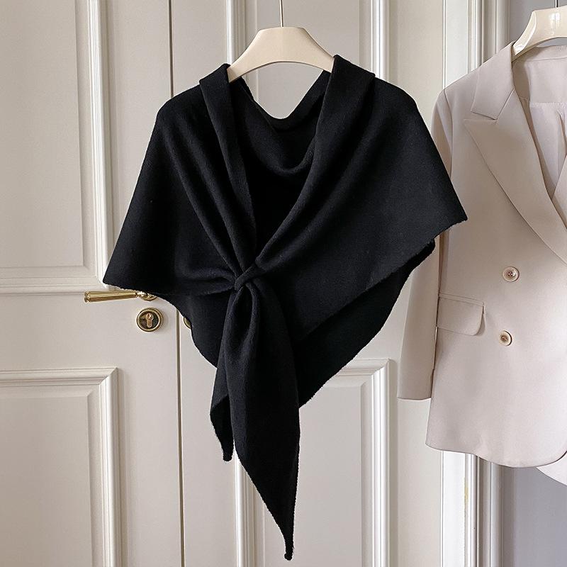  Winter Shawl For Women Warm Scarf Triangle Knit Scarves Hijab Solid Lady Wrap Female Pashmina Bandana Head Scarfs New
