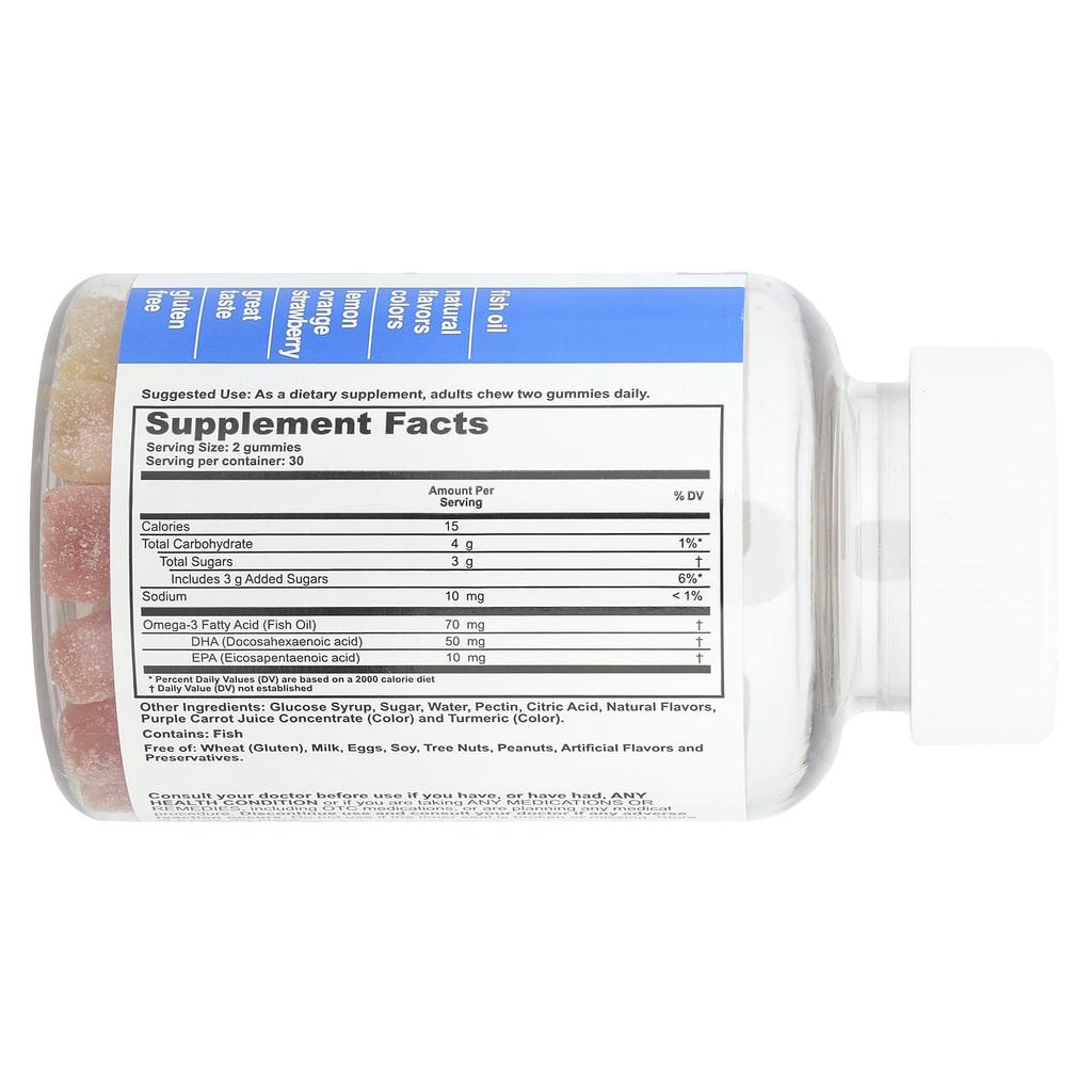 T-Rq, Adult Gummy Omega 3, Dha + Epa, Lemon, Orange, Strawberry, 60 Gummies