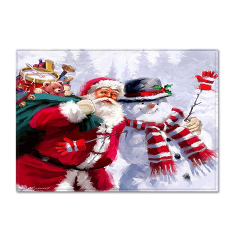 Christmas Living Room Area Rug  Santa Claus Bedroom Decor Children Play 3D Carpets Memory Foam Home Decor Kitchen Rug Floor Mat