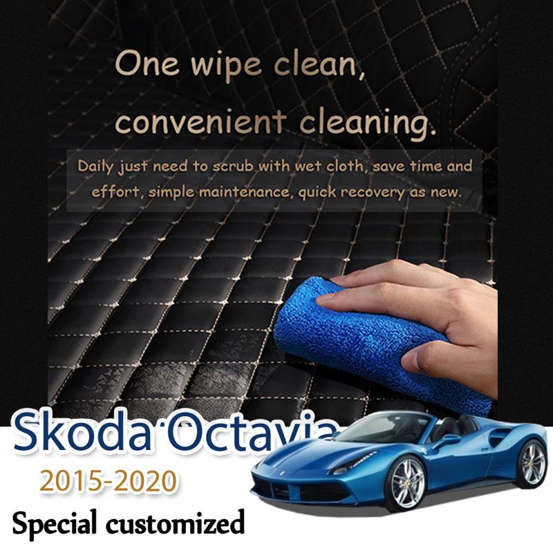 Leather Car Trunk Mat For Skoda Octavia 2015- Cargo Liner Accessories Interior Boot