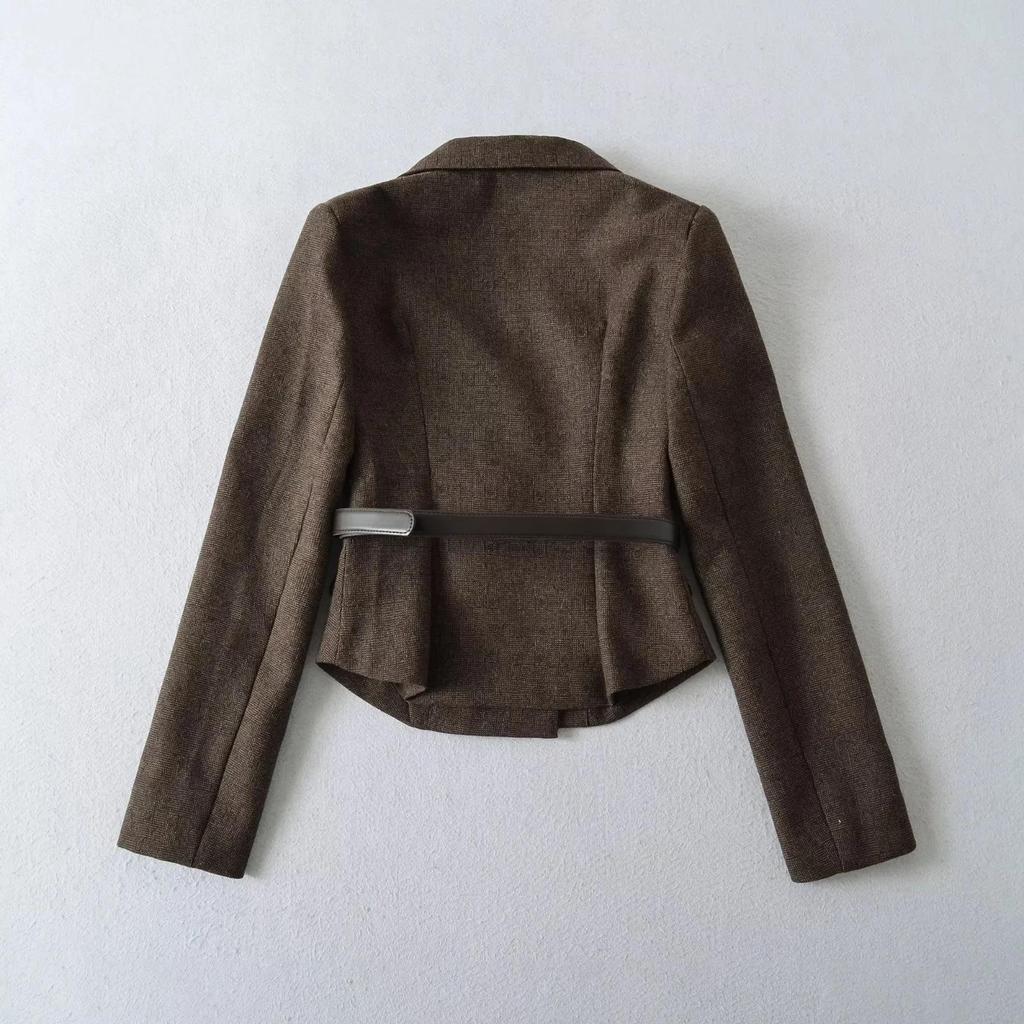 Intelligent Secretary Gold Lapel Blazer & High-Waist Pencil Skirt Set