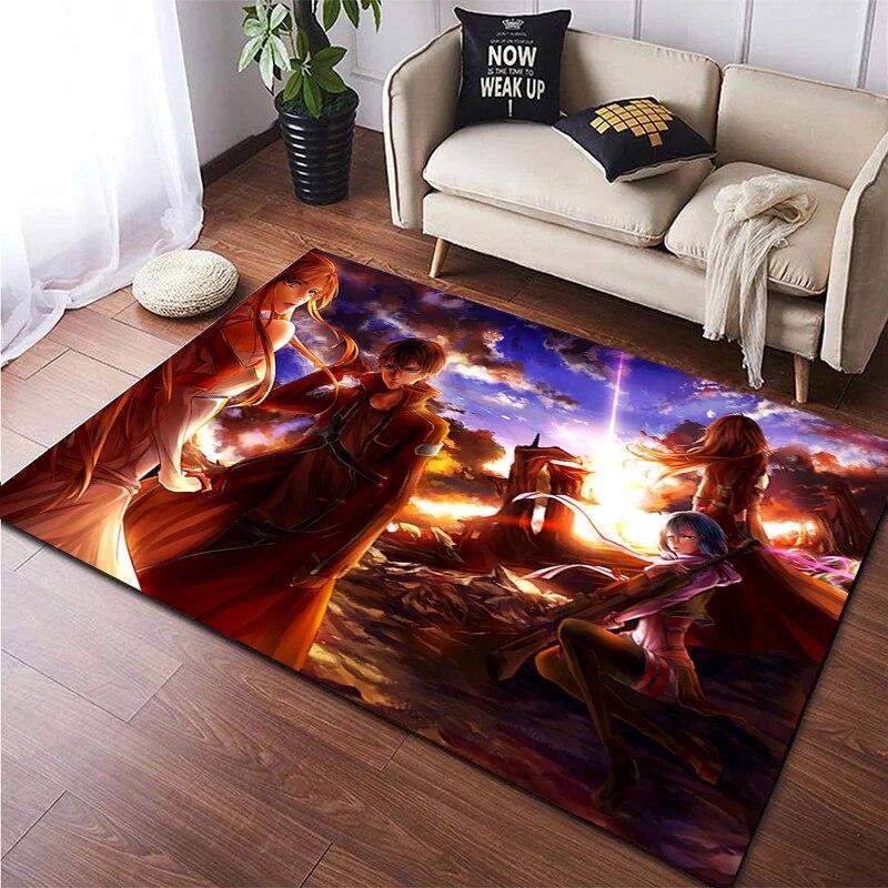 Hot Anime SAO Sword Art Online Modern House Living Room Floor Matte Bedroom Carpet Poster Mat Pattern Decorative Square Rug Gift