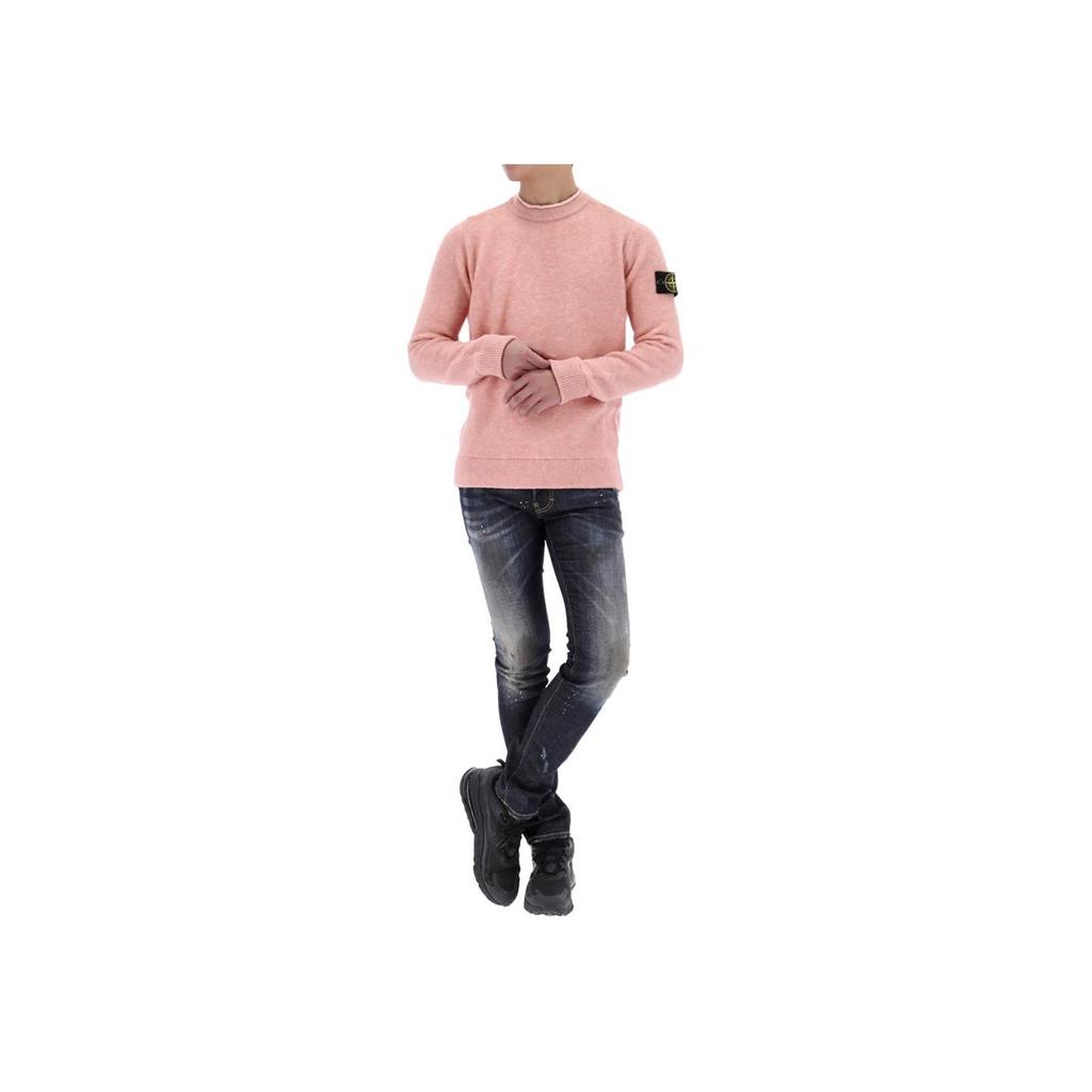 Stone Island Solid Logo Knit Long Sleeve Sweater Men sweater Pink 7715543C1-V0083