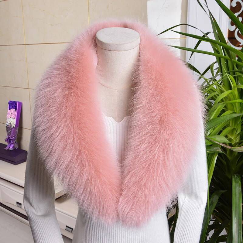 Real Fox Fur Collar For Women Winter Neck Keep Warm Scarves Men Fashion Luxury Genuine Coat Jacket Shawl Big Size