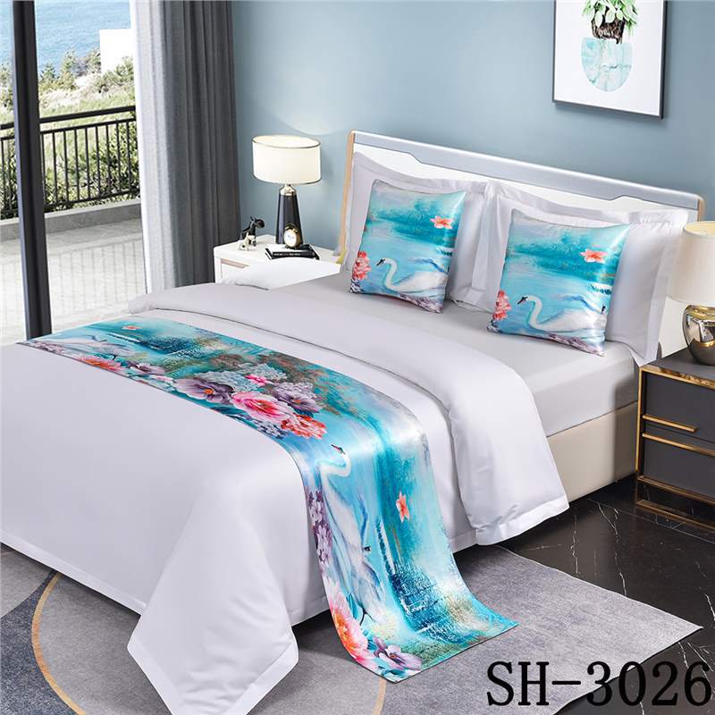 Landscape Painting Bed Flags Bedroom Decoration Bed End Scarf Hotel Household Dustproof Decorative Cloth Home Textiles Household Goods Pillow Cover