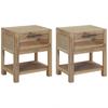 Nightstands with Drawers Set of 2 40 X 30 X 48 Cm Solid Acacia Wood