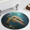 Realistic Great White Shark Round Area Rug Ocean Wave Shark Attack Print Non-Slip Circular Carpet Nautical Marine Themed Mat