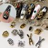 Alloy Skull Nail Charms Retro Halloween Decals Ornaments 3D Ghost Silver Classic Jewelry Nails Art Design Manicure Accessories