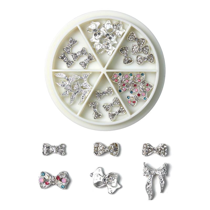 1Box Mix Stile 3D Luxus Schmuck Nail art Strass Edelsteine Gold Metall Legierung Schmetterling Nagel Charms DIY Glänzende Diamant Dekorationen