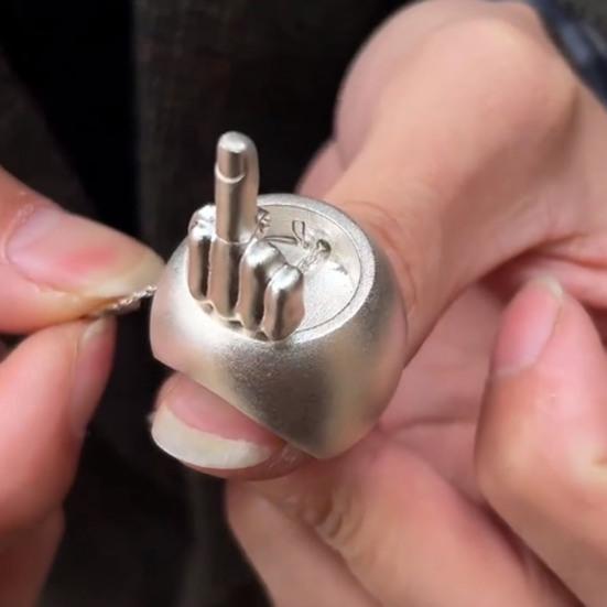 Anel de dedo médio pop-up Anel de dedo médio giratório Personalidade retrô Nicho Alívio do estresse