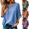 Women's Summer Round Neck Five Quarter Sleeve Solid Color Casual Pullover T-shirt