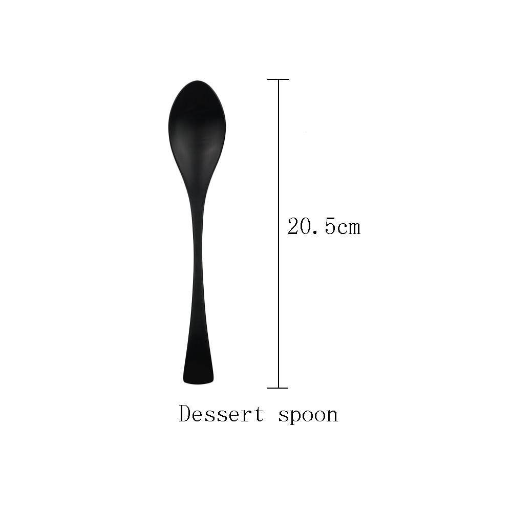 7Pcs Black Stainless Steel Flatware Dinnerware Set Matte Western Steak Knife Fork Dessert Spoon Set Kitchen Tableware Set