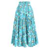 Women's Ruffled Spring Casual Long Skirt Plain Color Skirt Retro Pleated Skirt