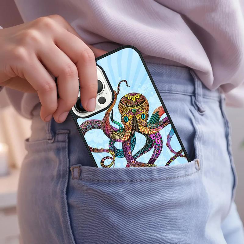 Octopus Ocean Aesthetic Soft Phone Case For iPhone 17 Air 15 16e 14 13 Pro Max Coque 12 11 Pro Max PLUS Cover