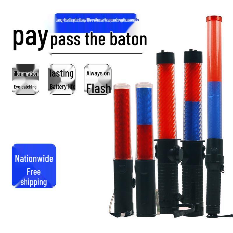 Rechargeable LED Flashing Traffic Baton for Emergencies & Concerts 54CM Red Baton (Battery)