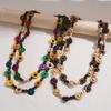 Vacation Style Coconut Shell Wood Beaded Multilayer Sweater Chain Bohemian Necklace