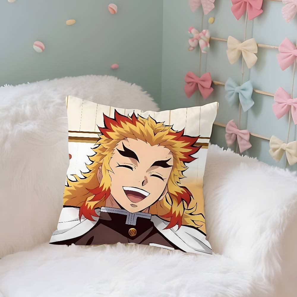 Cool K-Kyoujurou Rengoku Case Plush Fabric Soft Pillowcase Double Sided Print Cushion Cover Household Gifts