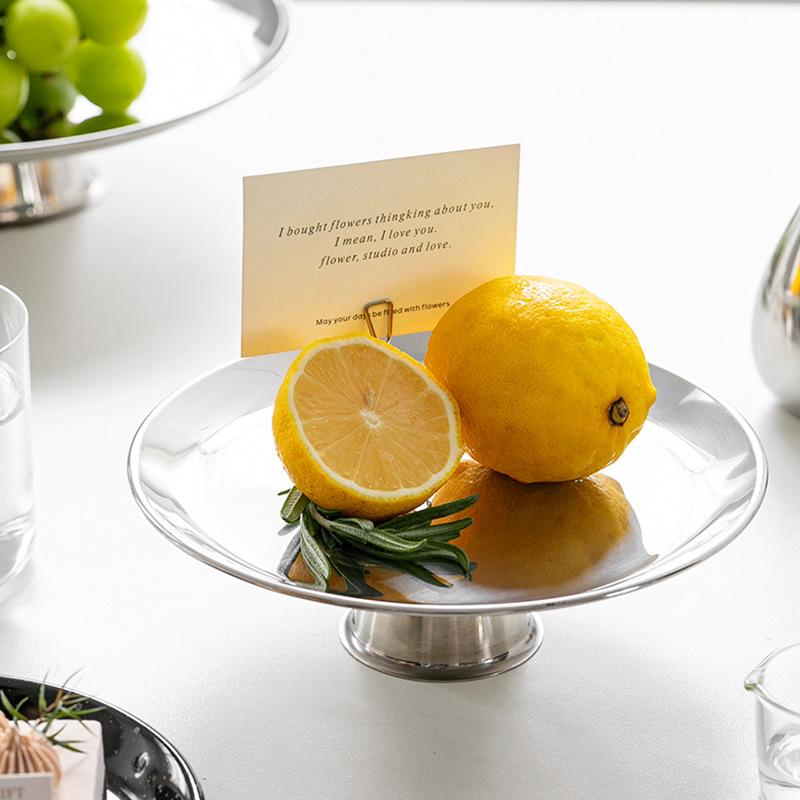 Circular Mirror Stainless Steel Fruit Tray, Snack and Candy Tray, Living Room Coffee Table Storage Tray, Accessory Accessories