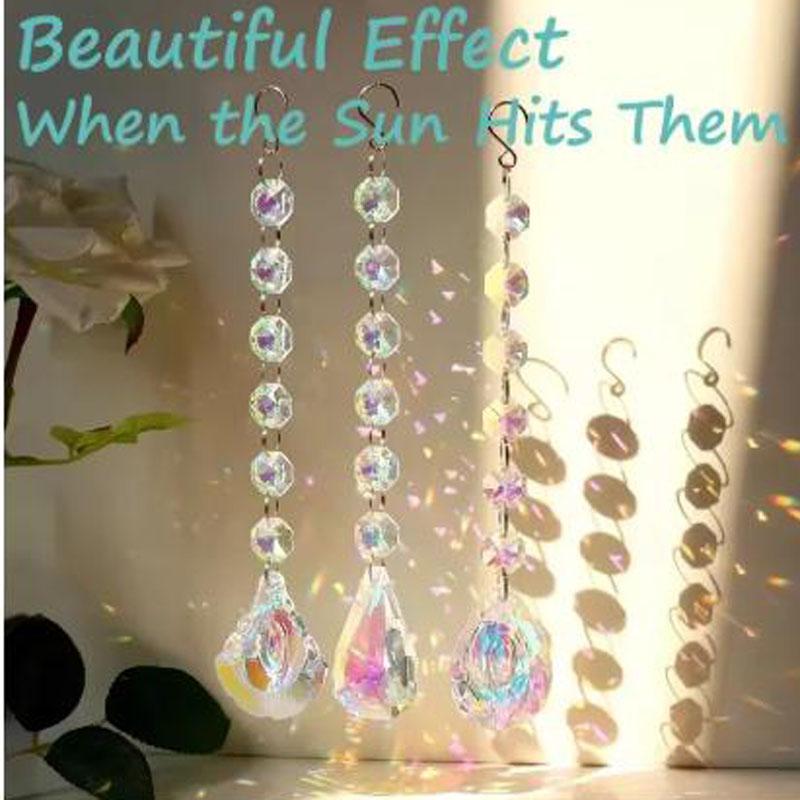 7pcs Sun Catcher Set for Indoor Windows, Featuring Crystal Beads and Rainbow Prism Balls, Perfect for Hanging Decorations In Offices Homes and Gardens