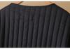 2025 Autumn/Winter Plus Size Striped Lightweight Cotton Jacket - Slimming Waist, Round Neck, Versatile Style for Women