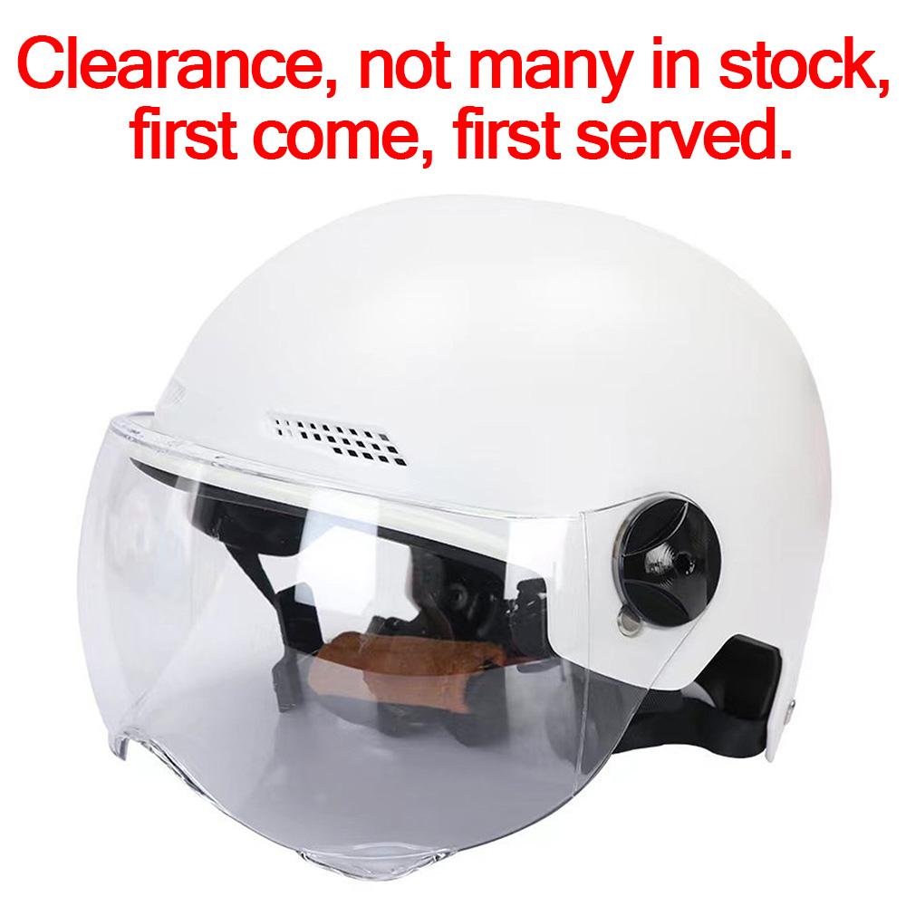 Men Motorcycle Helmet,Woman Electric Motor Car Scooter Bike Open Face Half Helmet,Anti-UV Safety Hat Bicycle Cap with Goggles