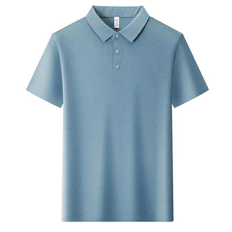 Solid Color Brocade Ammonia Seamless Glue Polo Men'S T-Shirt Medium Thin Lapel Short Sleeve